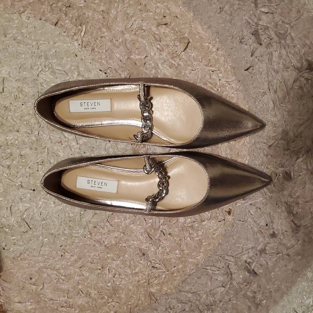 Steven New York “Milla” Pointed Toe Flats with Slip-Through Light Rose Gold Nwot